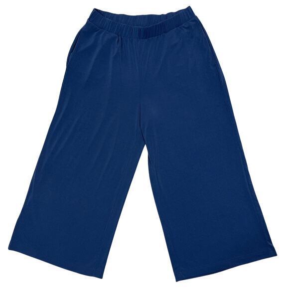 Banana Republic Factory Pants - Banana Republic Factory Wide Leg Crop Pants Sz Medium Navy Pull-On Stretch Beach